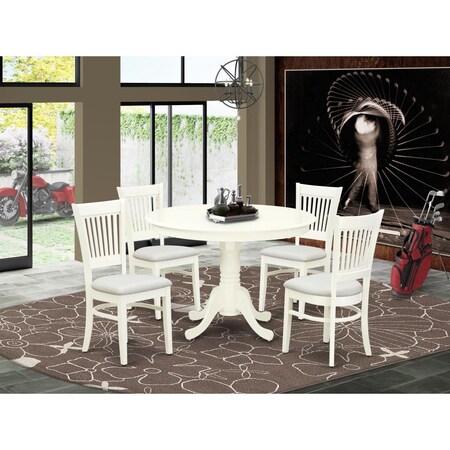 East West Furniture 5 Piece Hartland Dining Room Table Set - Linen White HLVA5-LWH-C